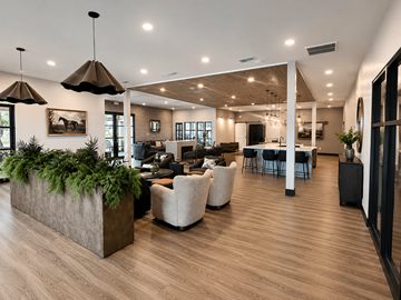 Gettysburg apartment for rent - A modern living room with a large planter in the center.