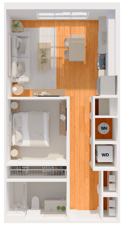 Floor plan for studio, 1 bath, 549 sqft