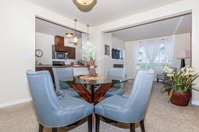Dupont apartment for rent - A dining room with a glass table and grey chairs.