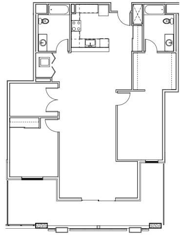 Floor plan for 2 beds, 2 baths, 1495 sqft