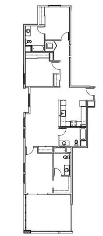 Floor plan for 3 beds, 3 baths, 1448 sqft