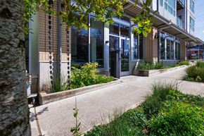 Seattle apartment for rent - A modern building with a tree in the foreground.