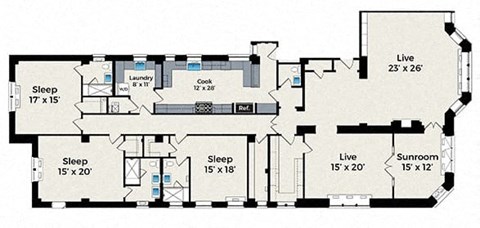 Floor plan for 3 beds, 3 baths, 3723 sqft