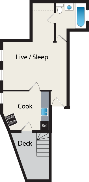 Floor plan for studio, 1 bath, 465 sqft