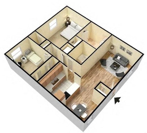 Floor plan for 2 beds, 2 baths, 868 sqft