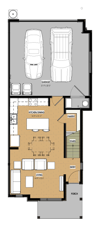 Floor plan for 3 beds, 2 baths, 1517 sqft