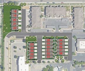 Draper townhouse for rent - A map shows a parking lot with numbered parking spaces from 18 to 38.