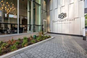 Bellevue apartment for rent - The front of a building with the name Eight Eighty Eight on it.