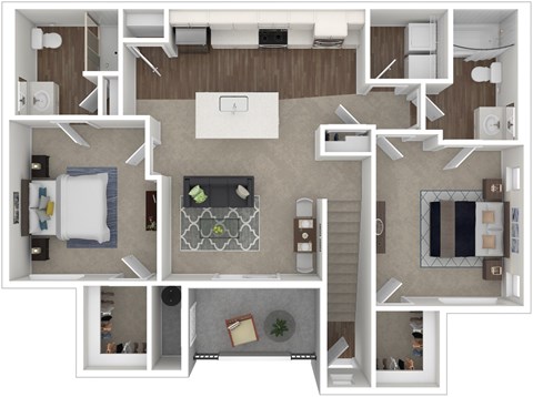 Floor plan for 2 beds, 2 baths, 1123 sqft