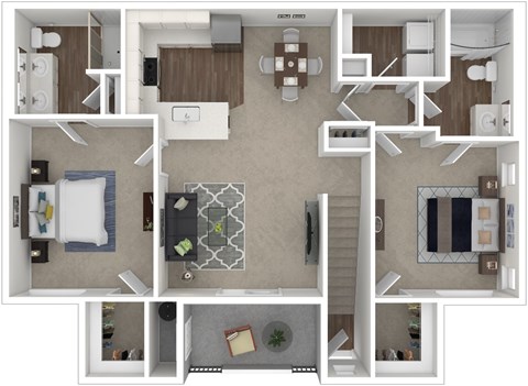 Floor plan for 2 beds, 2 baths, 1219 sqft