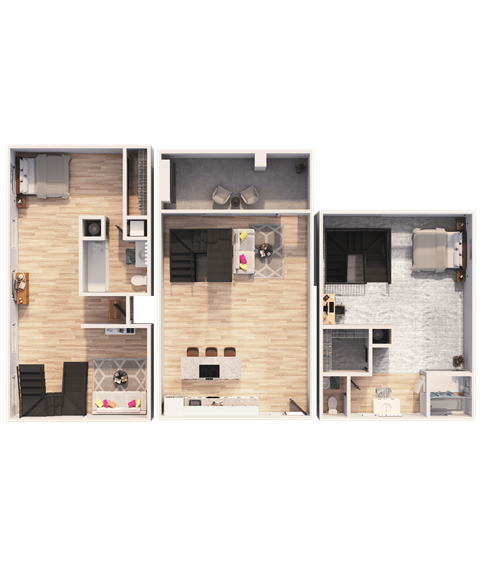 Floor plan for 1 bed, 2 baths, 2427 sqft