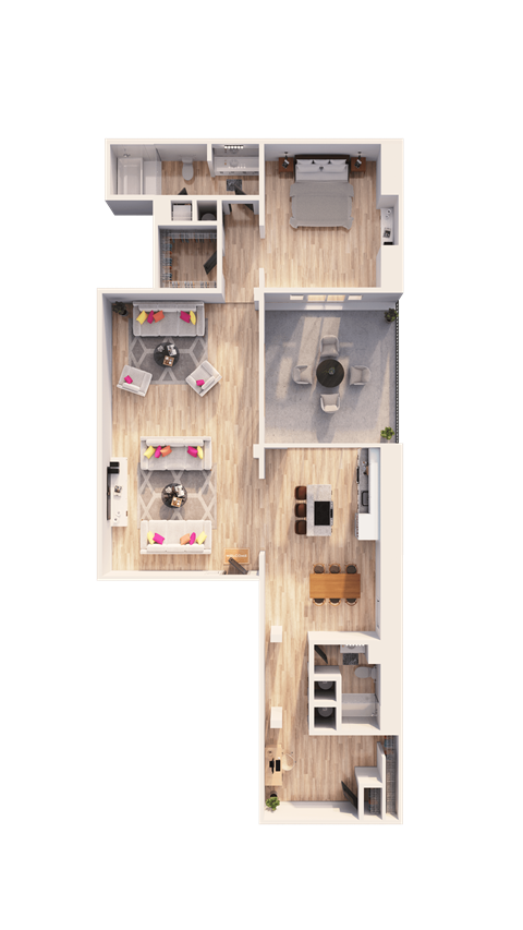 Floor plan for 2 beds, 2 baths, 2243 sqft