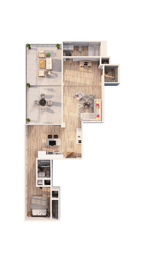 Floor plan for 2 beds, 2 baths, 1758 sqft