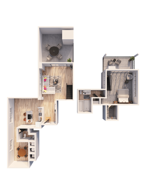 Floor plan for 2 beds, 2 baths, 1989 sqft