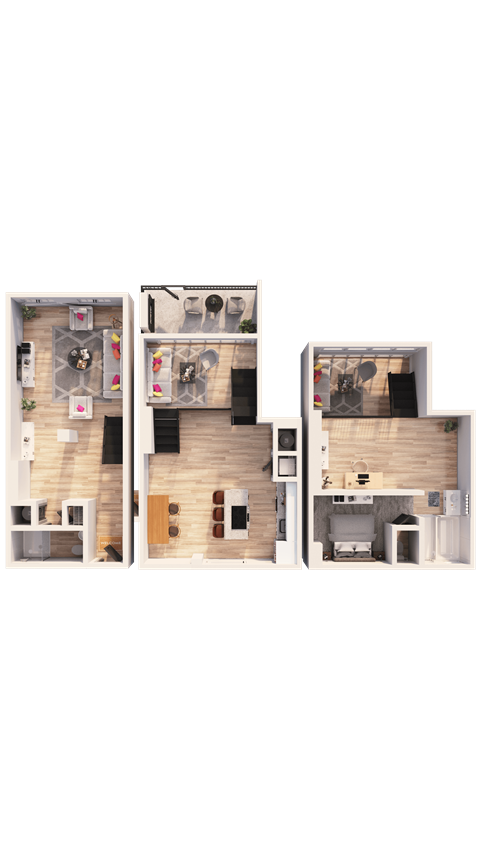 Floor plan for 1 bed, 2 baths, 1768 sqft