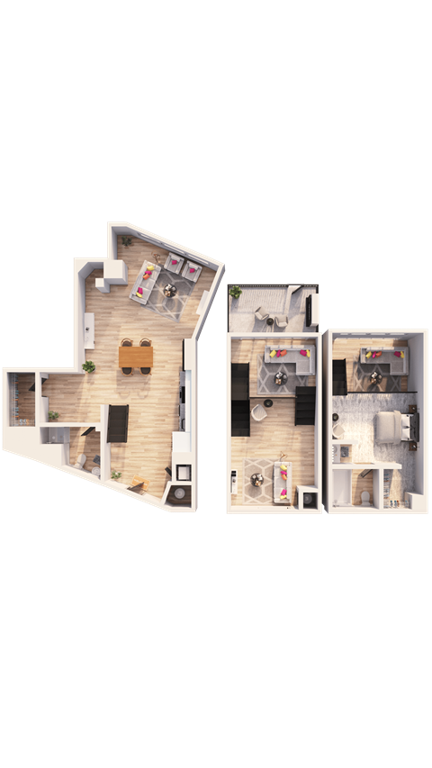 Floor plan for 2 beds, 2 baths, 2003 sqft