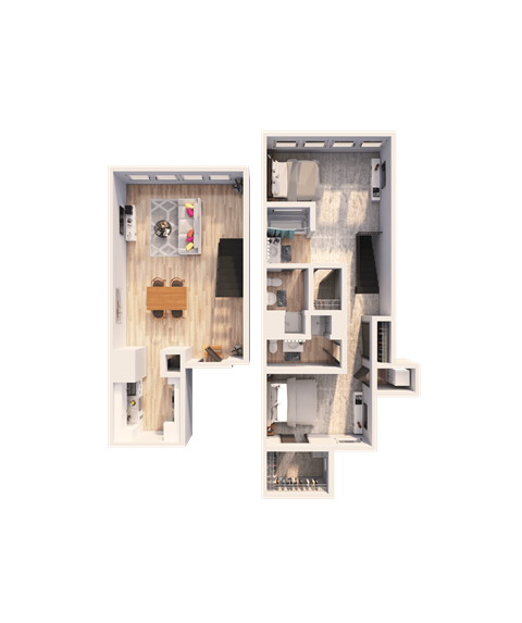 Floor plan for 2 beds, 2 baths, 1685 sqft