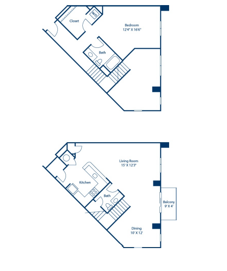 Floor plan for 1 bed, 1 bath, 1189 sqft