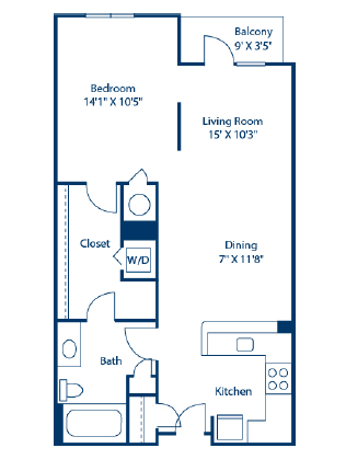 Floor plan for 2 beds, 2 baths, 1217 sqft