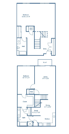 Floor plan for 2 beds, 2 baths, 1402 sqft