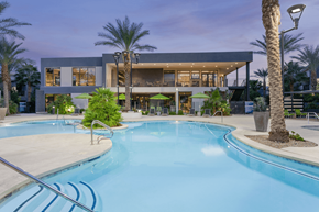 Henderson apartment for rent - A modern house with a pool in the backyard.