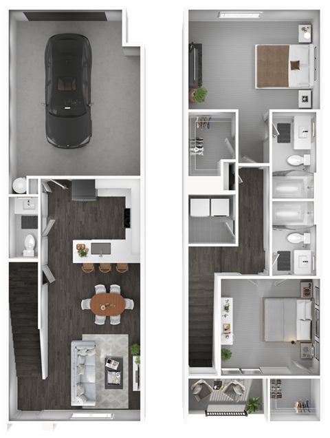Floor plan for 2 beds, 2 baths, 1245 sqft