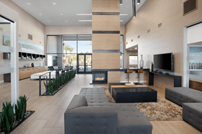 Henderson apartment for rent - A modern living room with a fireplace and a television.