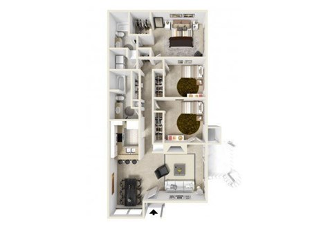 Floor plan for 3 beds, 2 baths, 1300 sqft