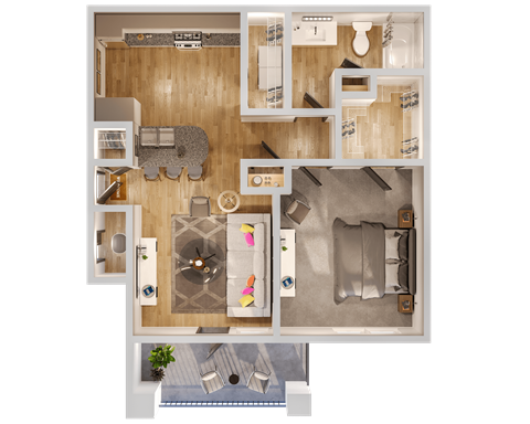 Floor plan for 1 bed, 1 bath, 800 sqft
