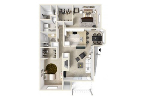 Floor plan for 2 beds, 2 baths, 1200 sqft
