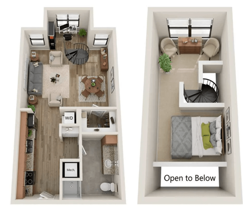 Floor plan for studio, 1 bath, 772 sqft