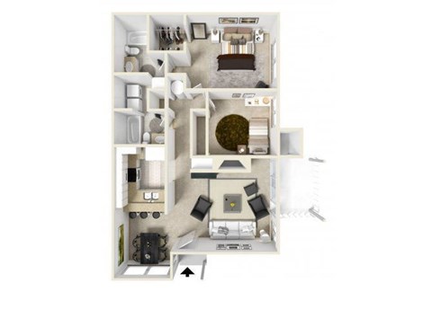 Floor plan for 2 beds, 2 baths, 1200 sqft