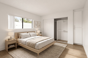 El Cajon apartment for rent - A bedroom with a large bed and a window.