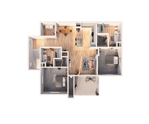 Floor plan for 2 beds, 2 baths, 1218 sqft