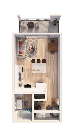 Floor plan for studio, 1 bath, 480 sqft