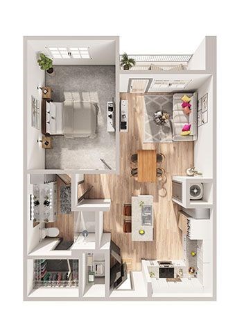 Floor plan for 1 bed, 1 bath, 807 sqft