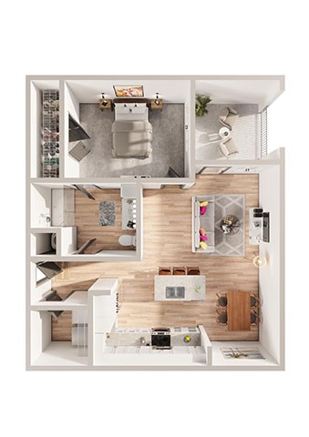 Floor plan for 1 bed, 1 bath, 816 sqft