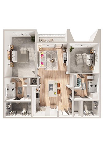 Floor plan for 2 beds, 2 baths, 1010 sqft