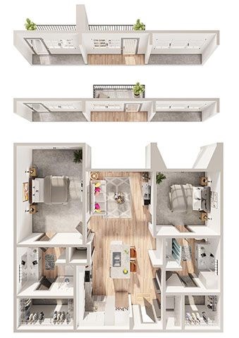 Floor plan for 2 beds, 2 baths, 1066 sqft