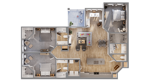 Floor plan for 3 beds, 3 baths, 1587 sqft