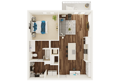 Floor plan for 1 bed, 1 bath, 900 sqft