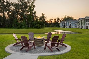 Lush landscaping & cozy outdoor lounge