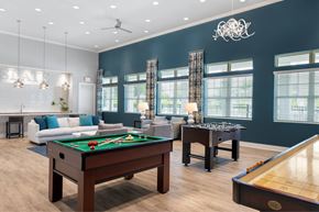 Savannah apartment for rent - A billiards table is in the middle of a room with a pool table on the right.