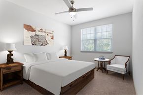 Savannah apartment for rent - A bedroom with a San Francisco map on the wall.