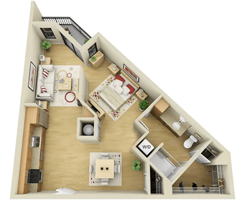 Floor plan for studio, 1 bath, 801 sqft