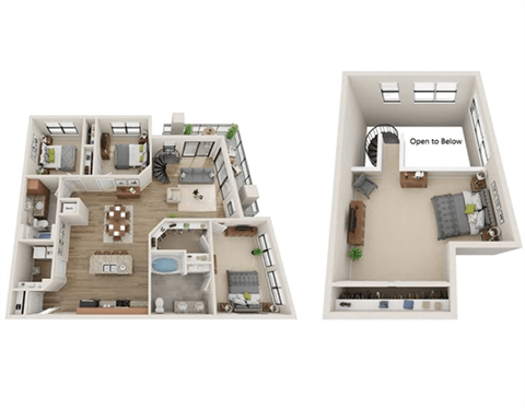 Floor plan for 3 beds, 2 baths, 1718 sqft