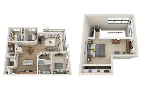 Floor plan for 3 beds, 2 baths, 1727 sqft