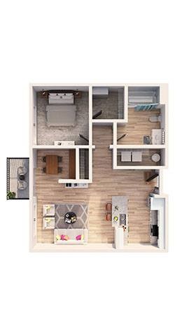 Floor plan for 1 bed, 1 bath, 770 sqft