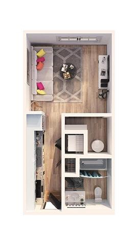 Floor plan for studio, 1 bath, 410 sqft