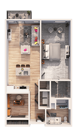Floor plan for 1 bed, 1 bath, 863 sqft
